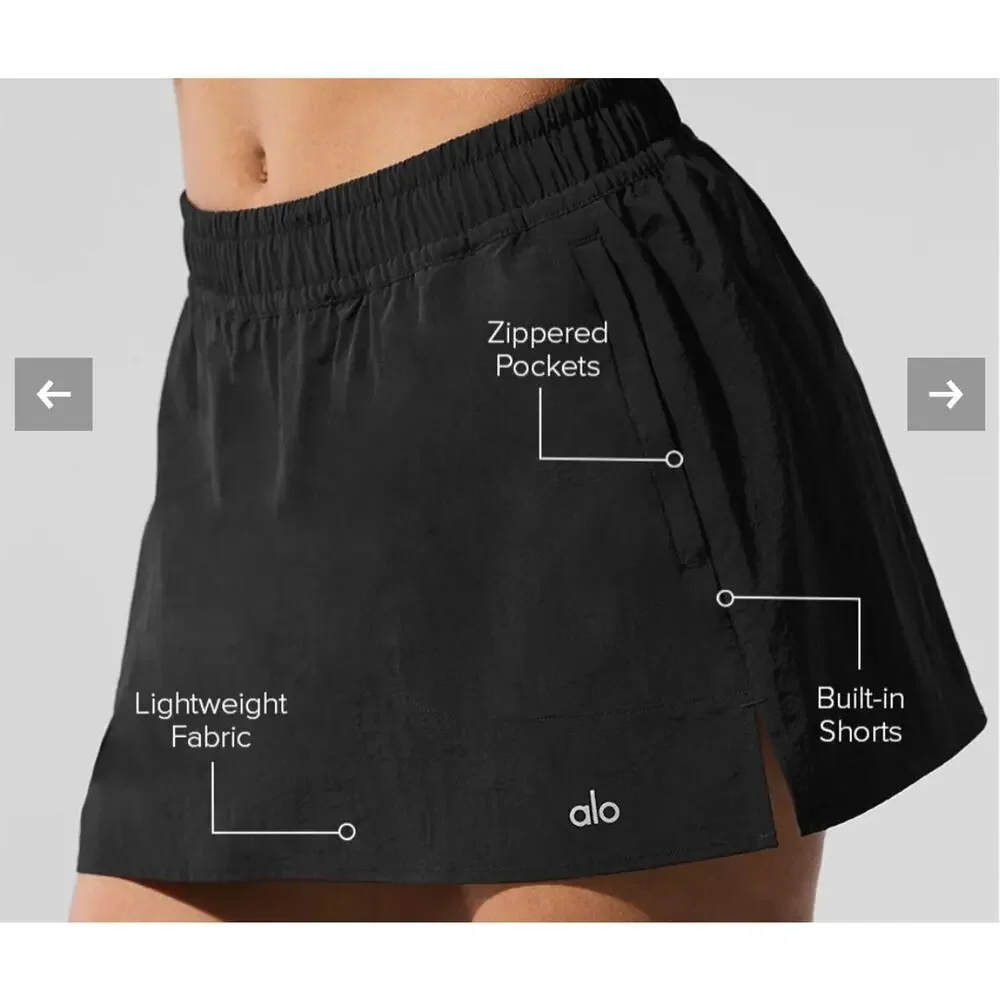 Alo Yoga Alumni Tennis Skirt Black Size Medium - Picture 2 of 9